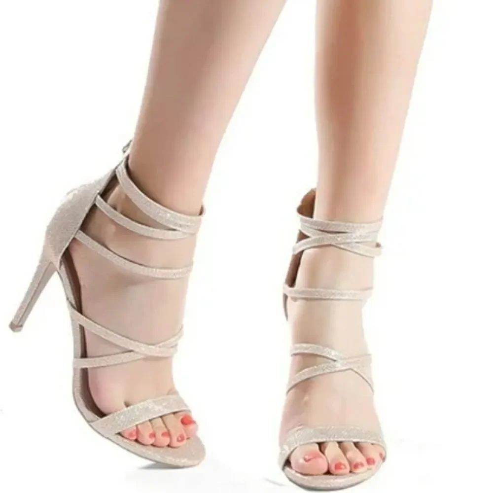 BRAND NEW DREAM PAIR OPEN-TOE ANKLE STRAPPY BACK ZIPPER HIGH HEELED SANDALG1S